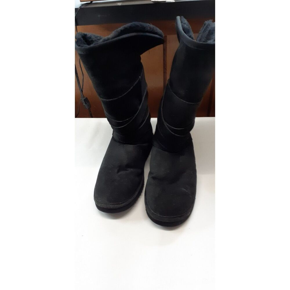 Lamo Women's Boots Black Size 6.5 Lined Cozy Faux Fur Trim # 383